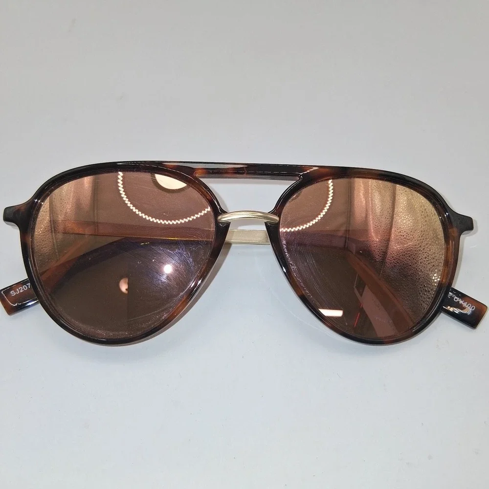 SOJOS Sunglasses Women's Tortoise Brown Rose Gold Mirrored Aviator UV400 53mm